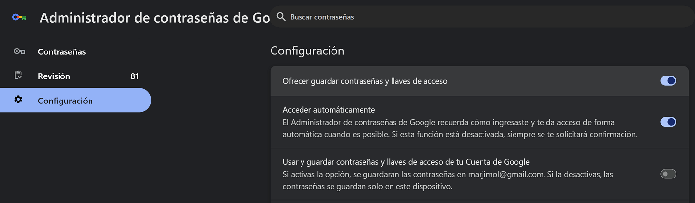 Guardar contraseñas